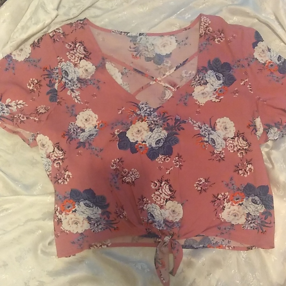Cute Floral Dusty Rose Crop Top